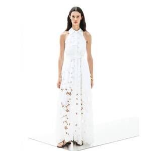 NEW LACE THE LABEL iris cotton sleeveless maxi shirt dress in white